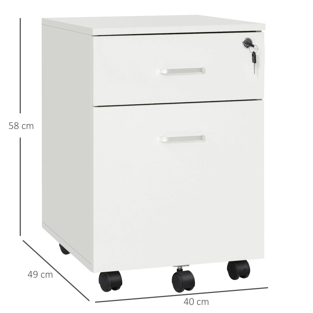Cassettiera a 2 cassetti con serratura ¨C zephmum ¨C Bianco 40x49x58 cm
