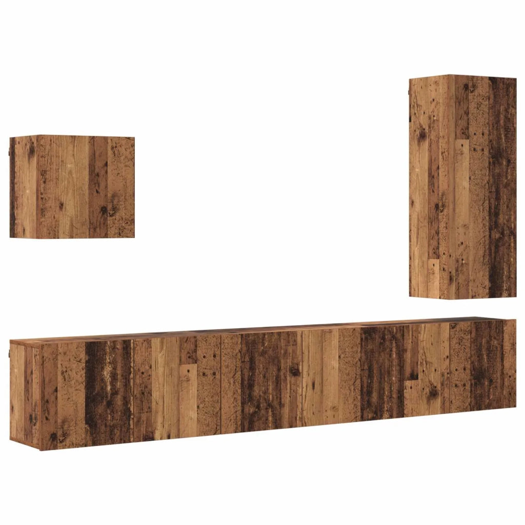 Unità TV da Parete 5 pcs Legno vecchio Legno multistrato