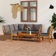 Set Divani da Giardino 5 pz con Cuscini in Massello di Acacia cod mxl 48129