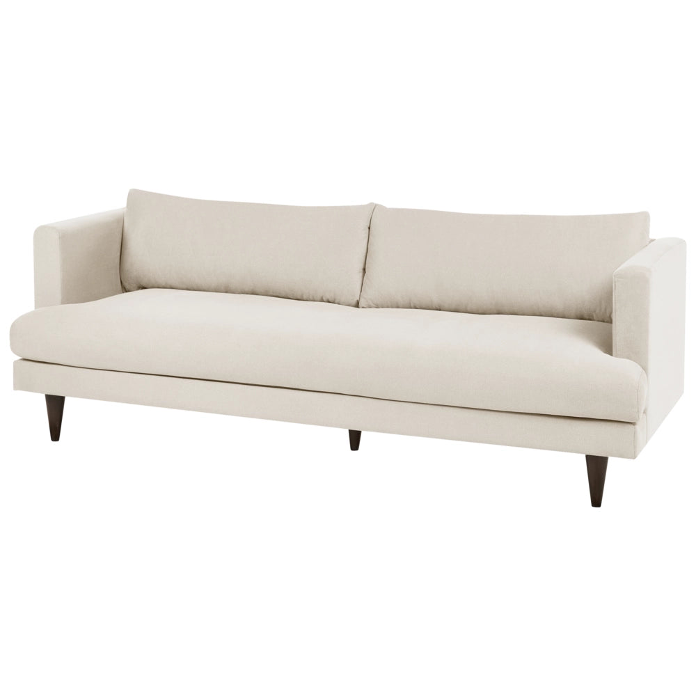 Divano a 3 posti in tessuto Beige chiaro Gambe in legno scuro Soggiorno in stile moderno