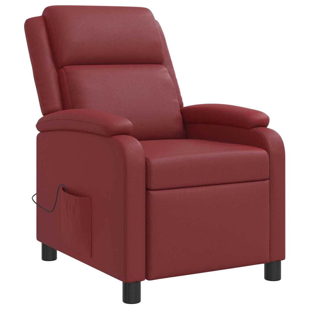 Divano Sedia-Poltrona Massaggiante Rosso Vino Similpelle 583880