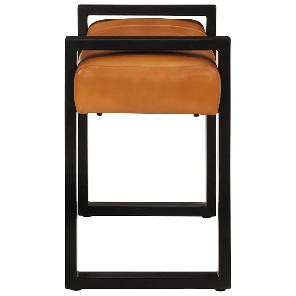 Panca-Sgabello Nera e Marrone 110 cm in Vera Pelle di Capra