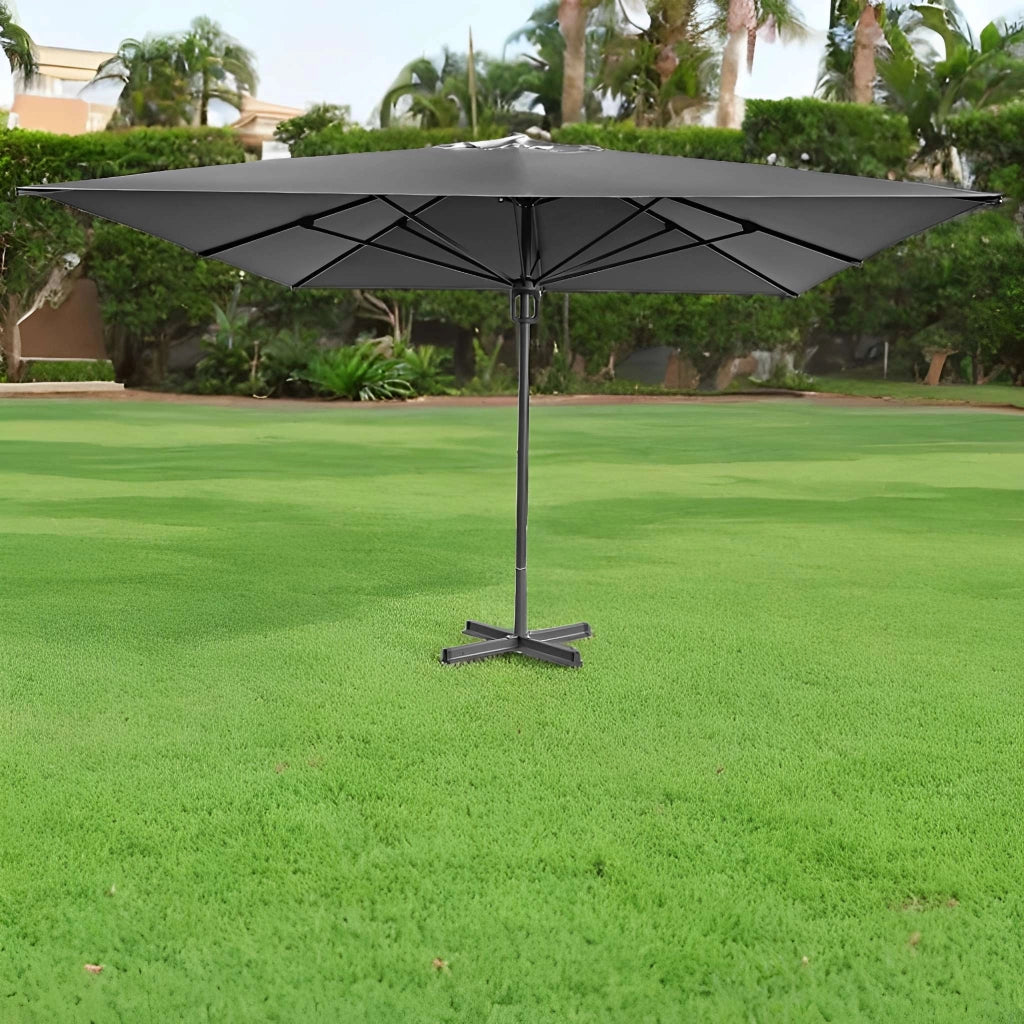Ombrellone Zante 4x4 m con Palo Centrale in Alluminio – Telo Poliestere 240 g/m² Rivesti Palo Antracite - Telo Grigio