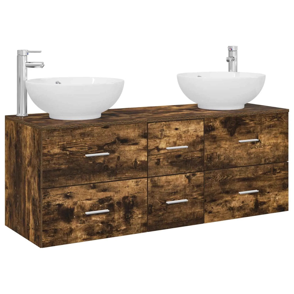Set di mobili per il bagno 3 pz Rovere Fumo 49,5 x 44,5 x 65 cm 3405911