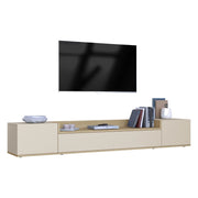 Oxanna, Mobile Porta tv 3 Ripiani Made in Italy, 200x35x30h cm Bianco Cashmere