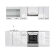 Cucina componibile Fame-Line Bianco lucido/Bianco 240 cm, PL Marmo Vicco