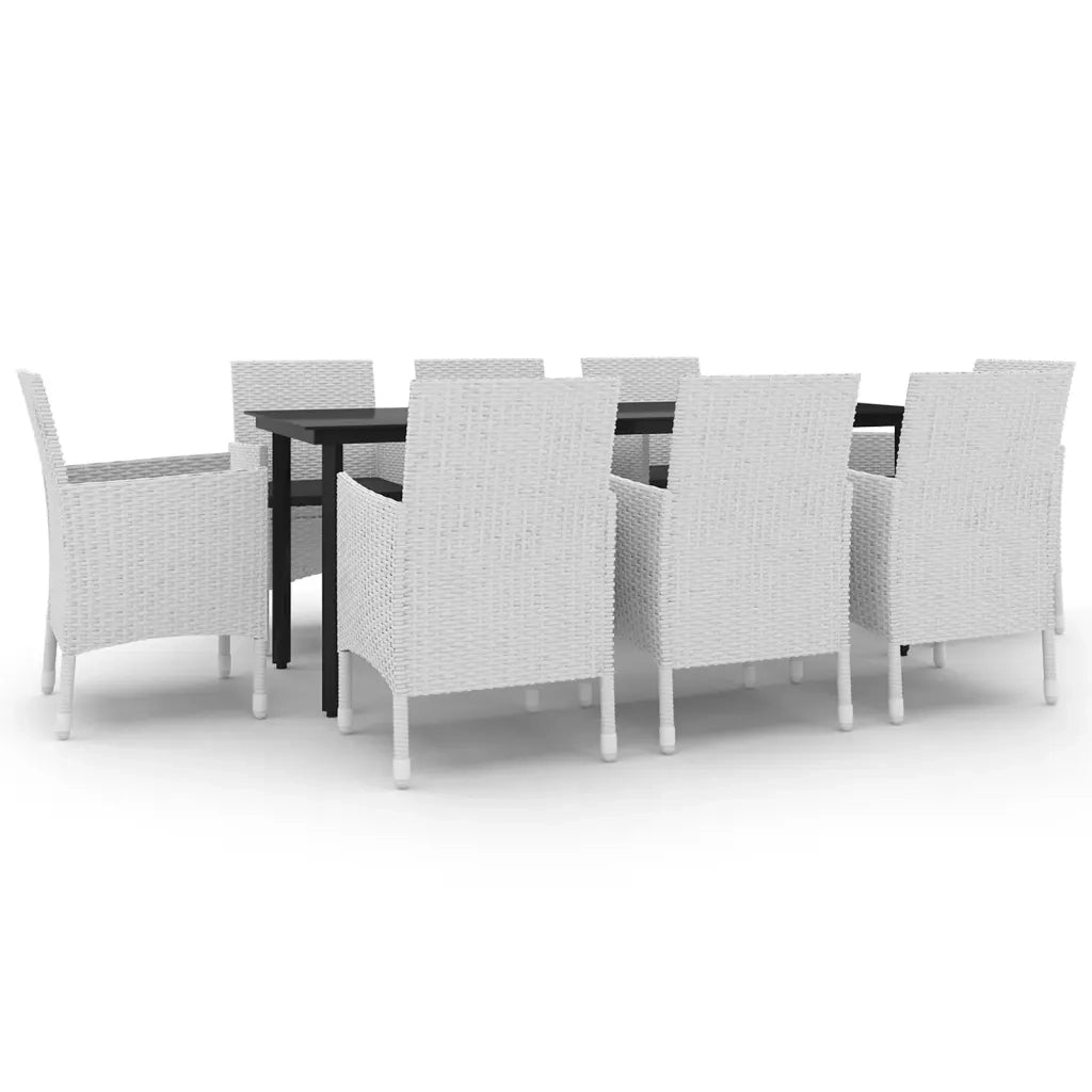 Set da Pranzo da Giardino e Cuscini 9 pz in Polyrattan e Vetro 3099702