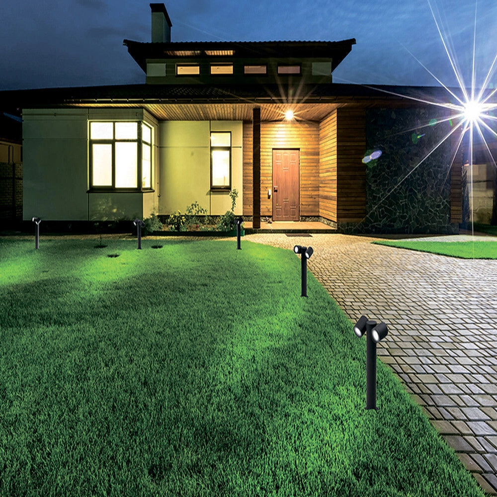 Trade Shop - Lampione Giardino Moderno Con Diffusori Orientabili Lampada Attaco Gu10 Ip44 539pb-b440 -