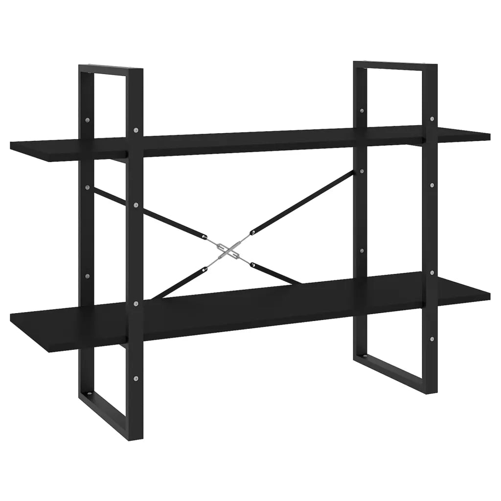 Libreria a 2 Ripiani Nera 100x30x70 cm in Legno Multistrato 806468