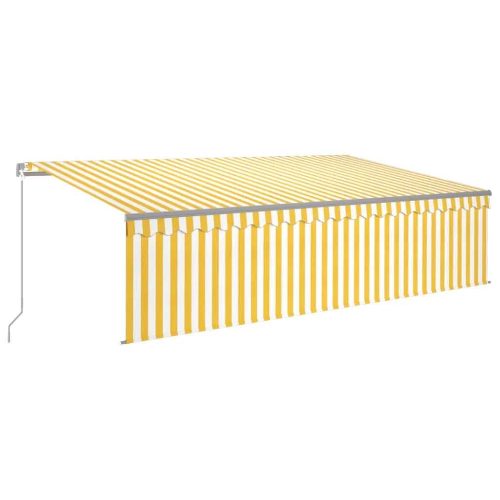 Tenda Sole Retrattile Manuale Parasole LED 5x3m Gialla Bianca 3069463