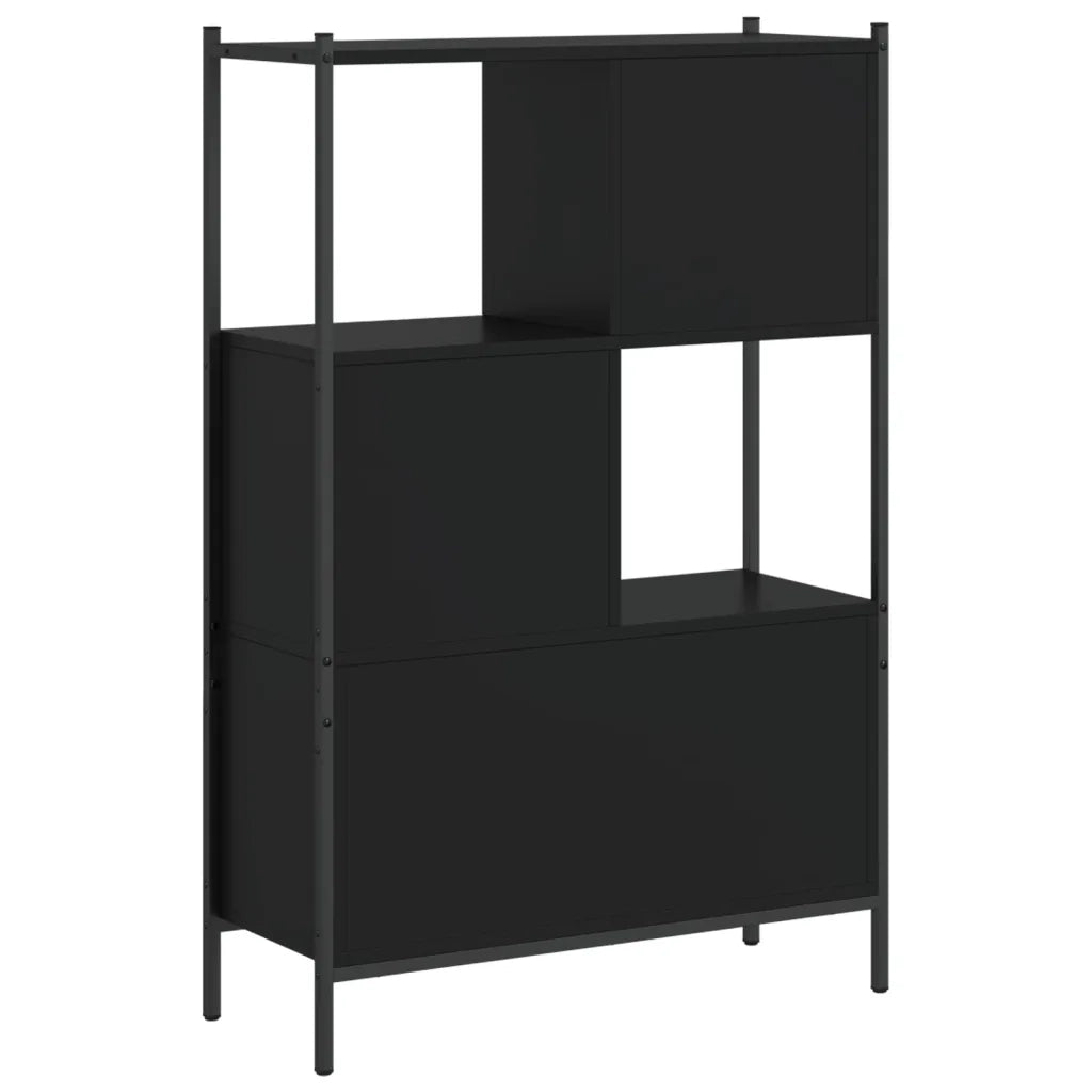 Libreria-Scaffale per Libri-Mobile di Stoccaggio Nera 72x28x109 cm in Legno Multistrato