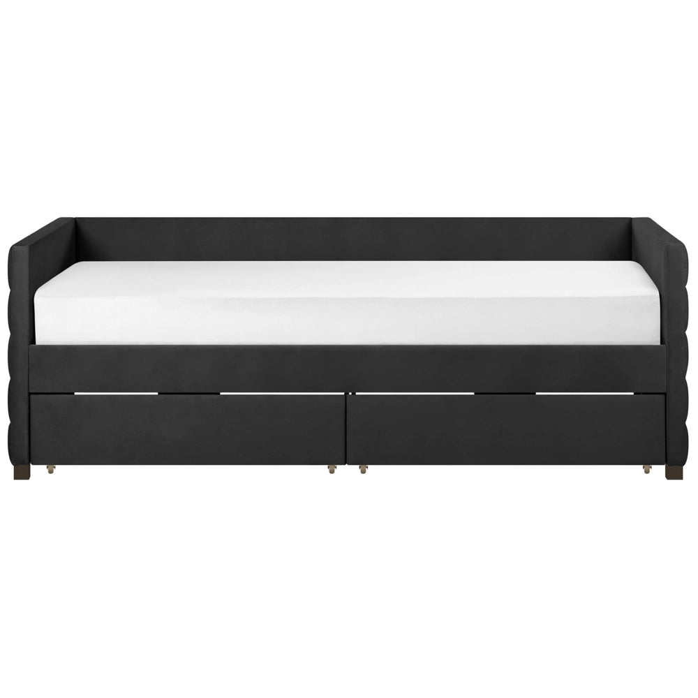 Letto con contenitore con cassetti in velluto nero 90 x 200 cm stanzetta design elegante