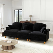Elegante Divano 3 Posti in Velluto Stile Mid-Century con Gonna Rimovibile e Piedini Conici