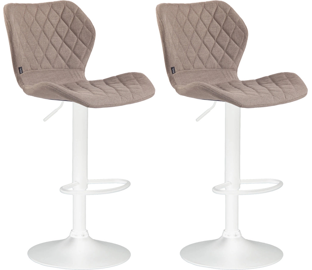 Set 2 sgabelli bar Cork in tessuto Tortora,bianco