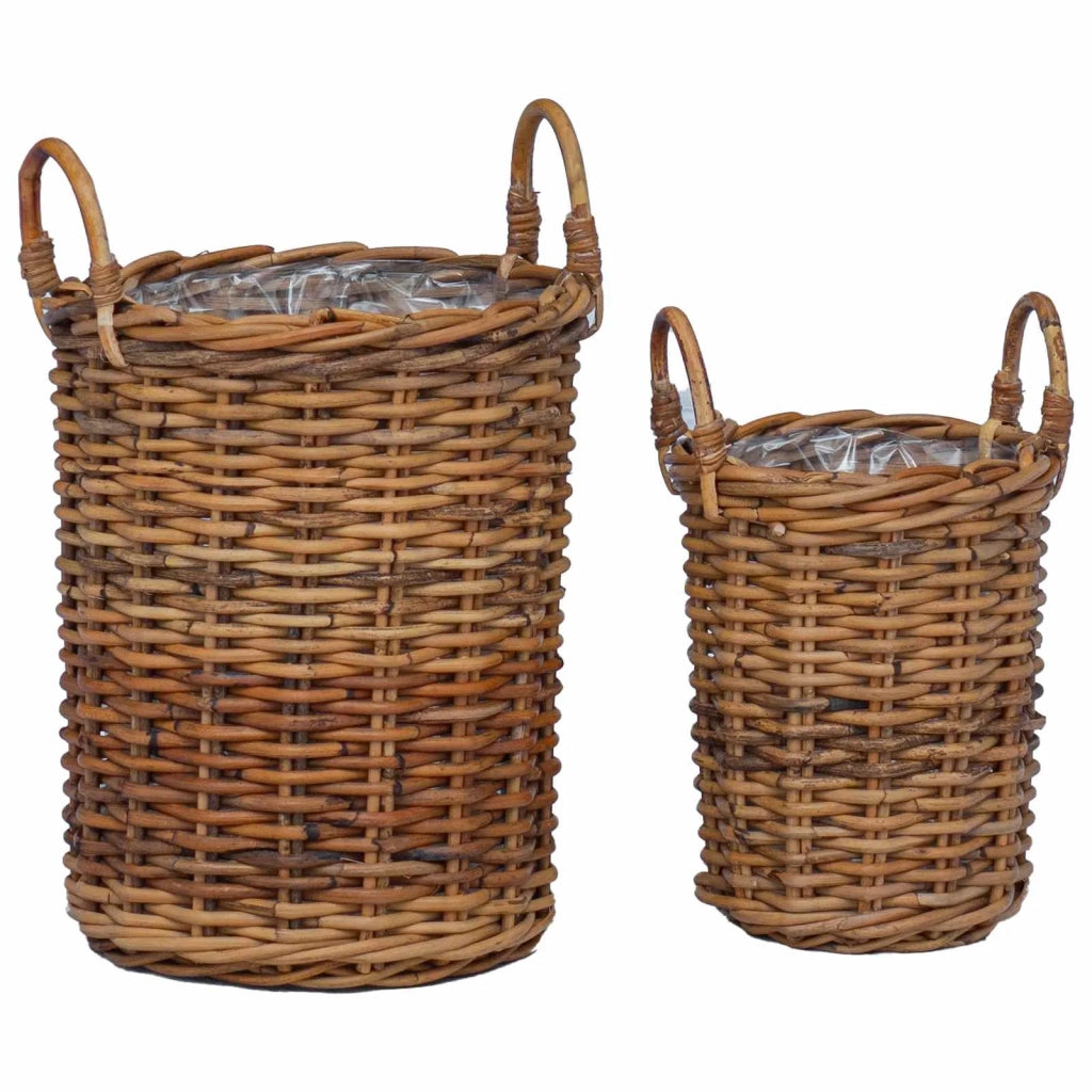 Cesto per Piante con archiviazione 2 pcs Marrone Rattan Kubu