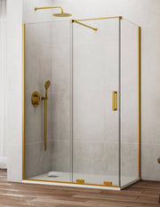 Box doccia CIRENE (KENNA) 1+1 con lato fisso laterale 160x80 cm Oro Barra Perpendicolare