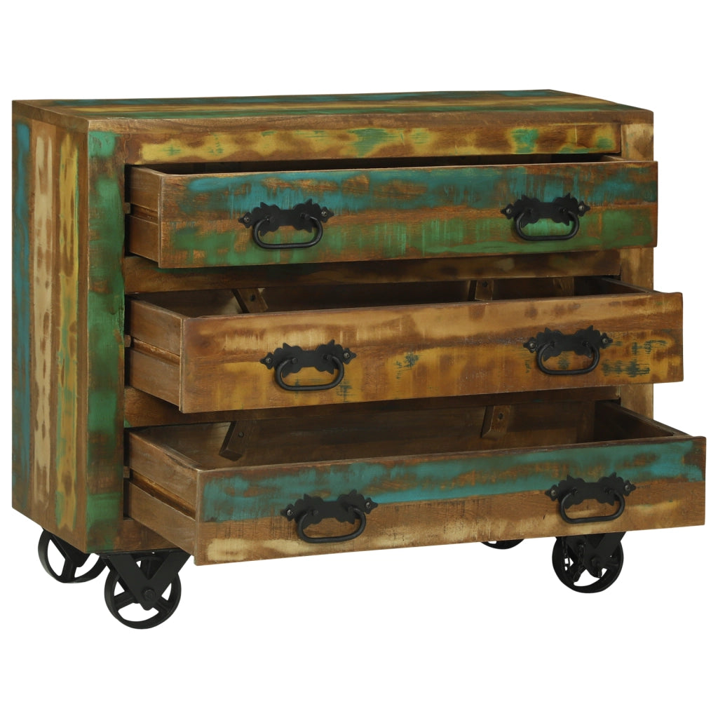 Mobile Portalettere con 3 Cassetti 80x30x65 cm Legno Massello Recuperato