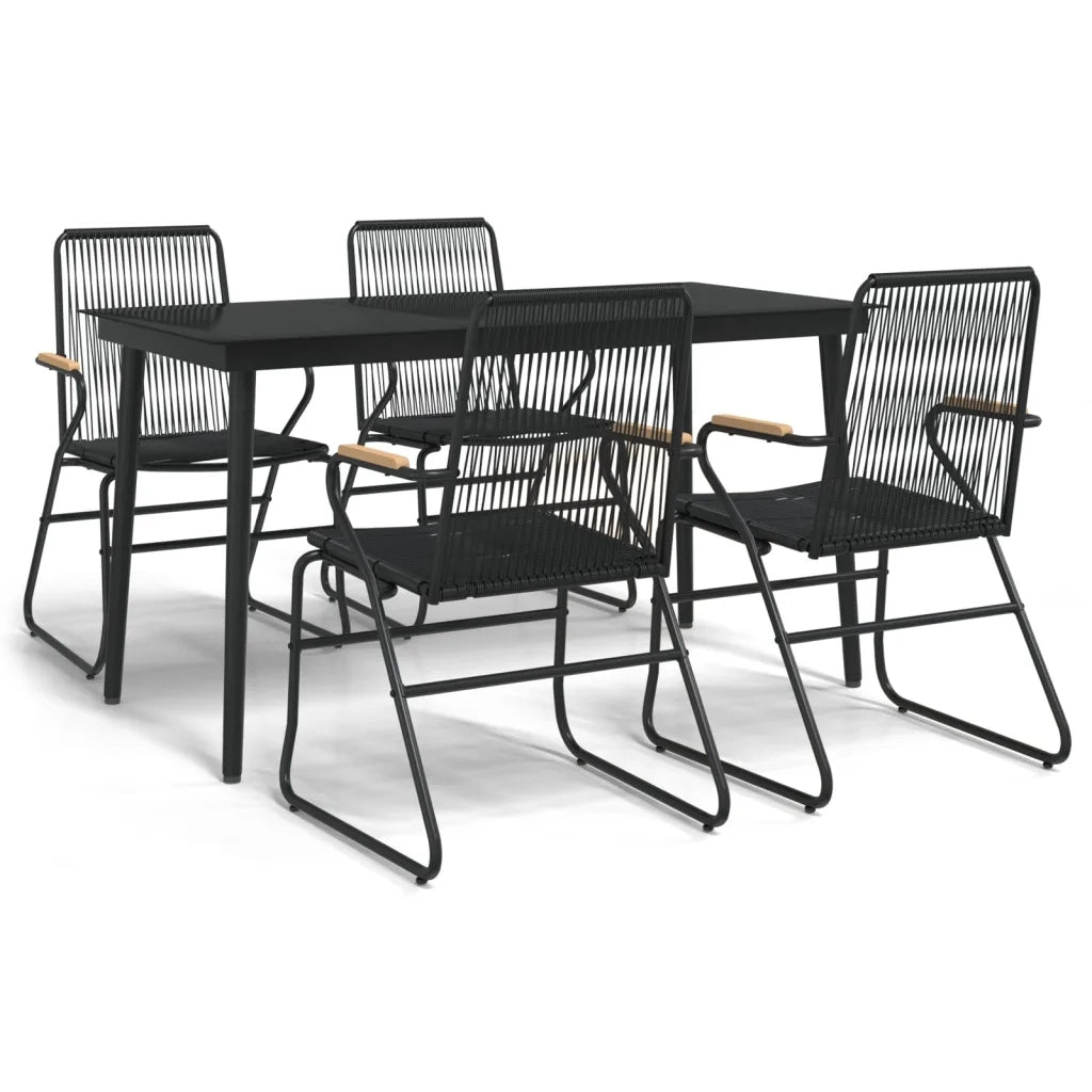 Set da Pranzo da Giardino 5 pz Nero in Rattan PVC 3099217