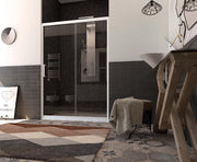 Porta box doccia un lato scorrevole pvc bianco e cristallo 6mm h.190cm Forglas Trasparente 6mm,110/100 cm