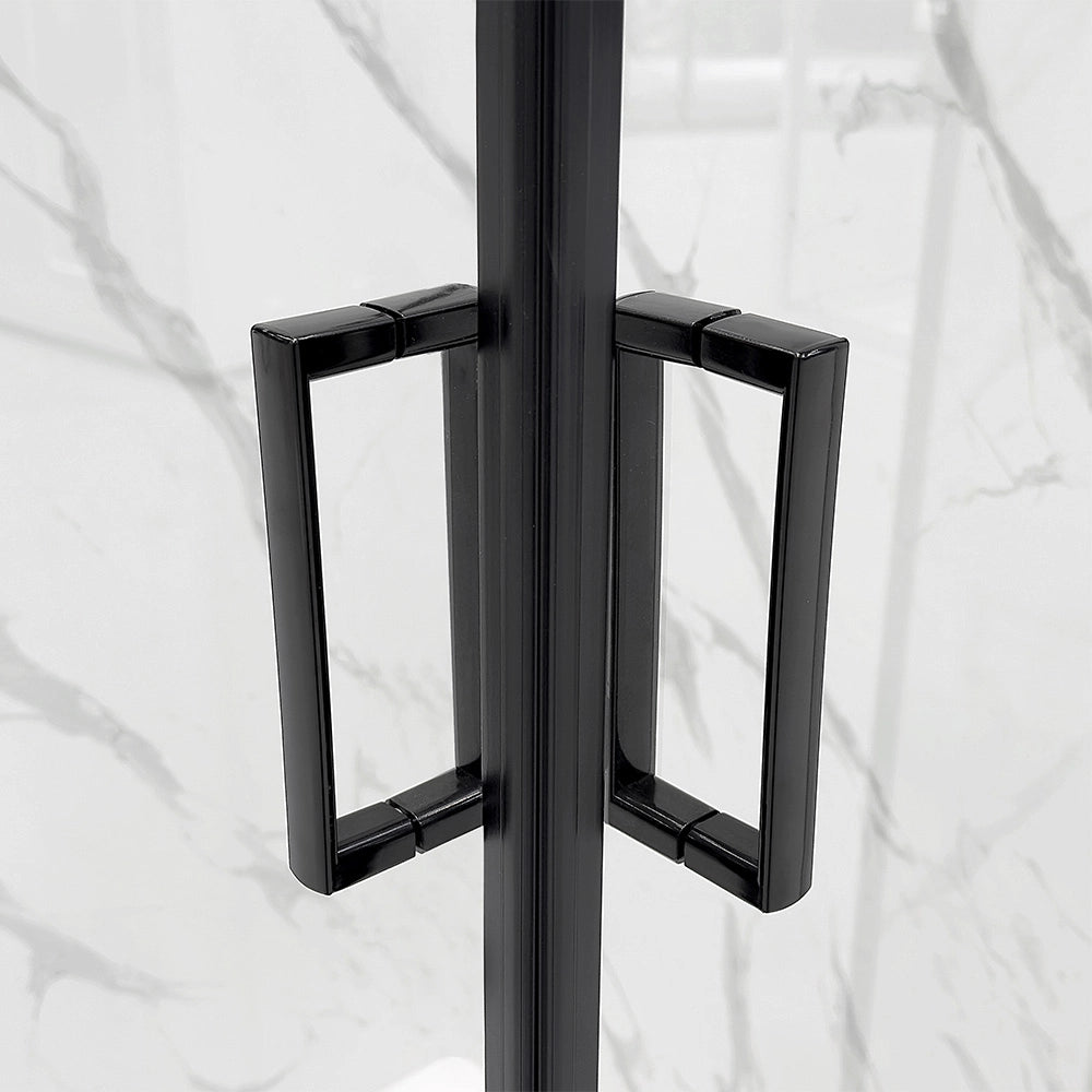Box doccia 3 lati 70x120x70 in vetro temperato trasparente doppio scorrevole con profili neri Tay