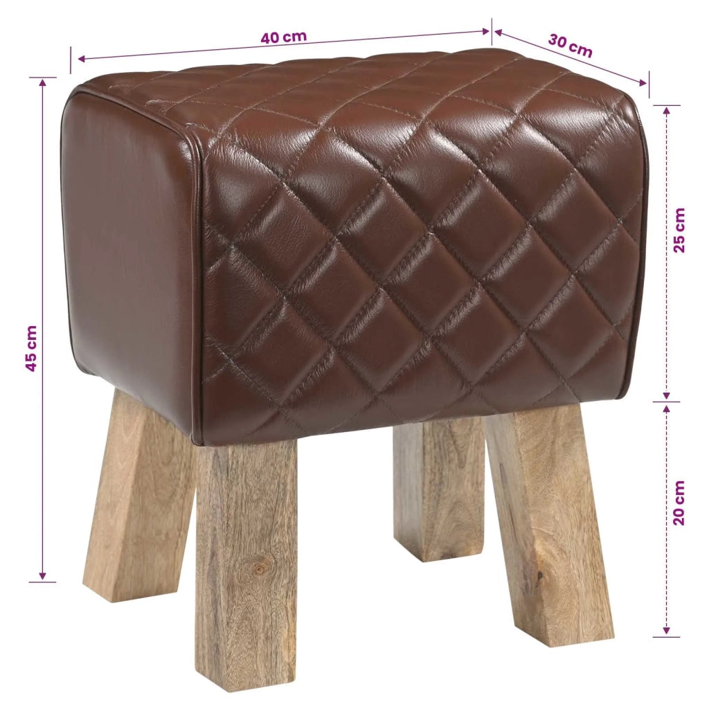 panchina 40 x 30 x 45 cm Pelle Vera Marrone diamante 42042099