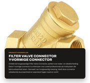 Connettore di filtro a Y con bocchetta 3/4" BSPP in rame - per uso interno - rame - separatore acqua-olio - temperatura di funzionamento 0-150 °C - duraturo e inox - connettore di filtro