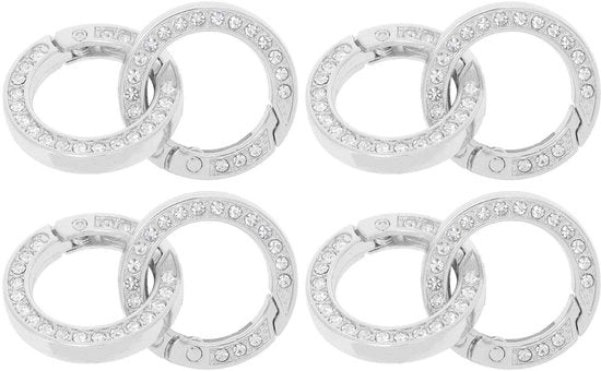Hanger per chiodo rotondo - Clip per borse - Sostegno per chiave - Clip per tasche - Resistente alla ruggine - Leggero - 35 mm con pietre di vetro brillanti