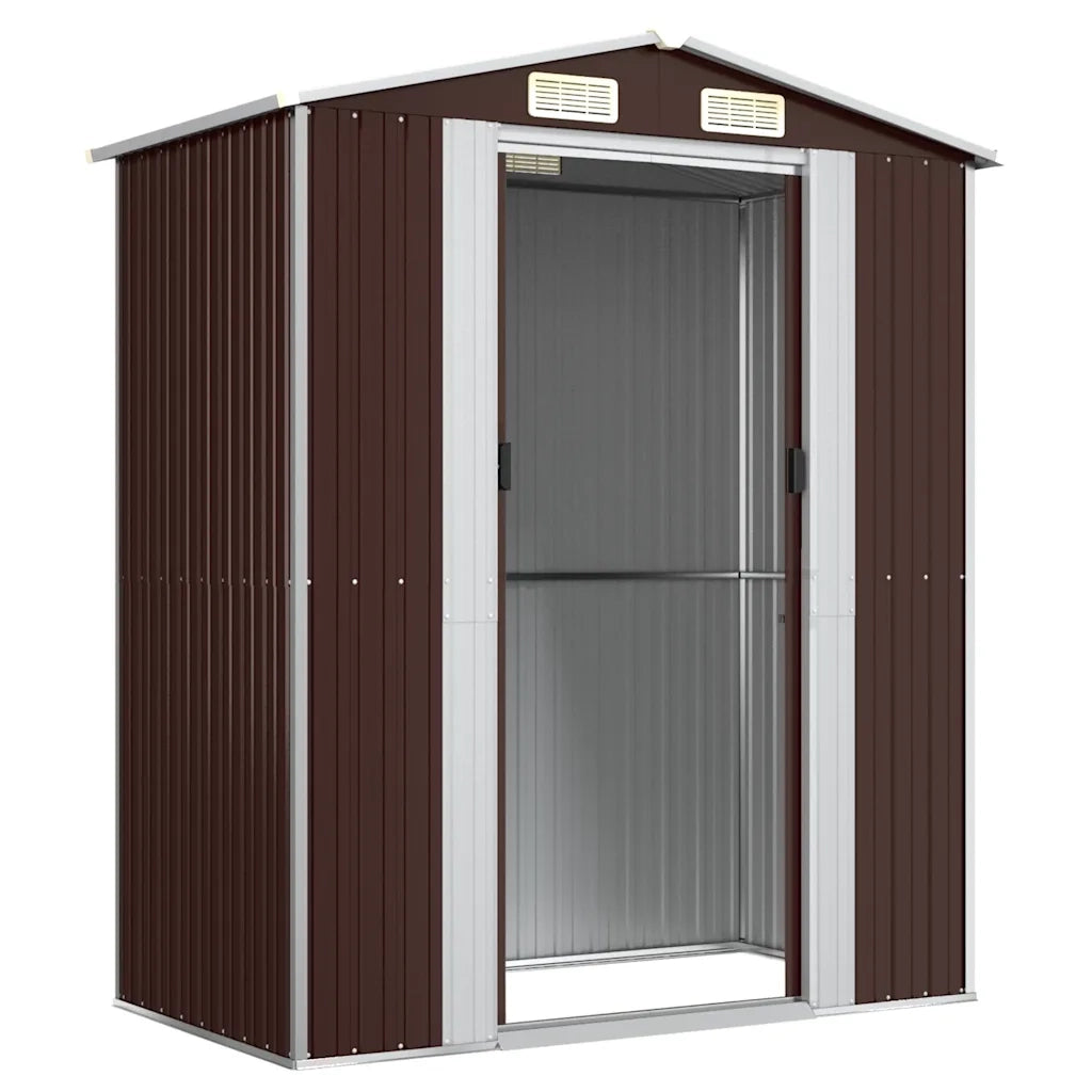 Capanno da Giardino-Casetta da Giardino Marrone Scuro 192x108x223cm Acciaio Zincato