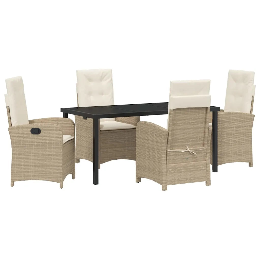 Set da Pranzo per Giardino con cuscino 5 pcs Beige polyrattan 3380284