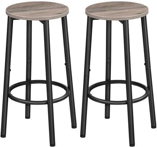 Set di Sedie Bar - Design Industriale - Stabile e Sostenibile - Greige e Nero - Cucina e Sala da Pranzo - Per Casa o Bar