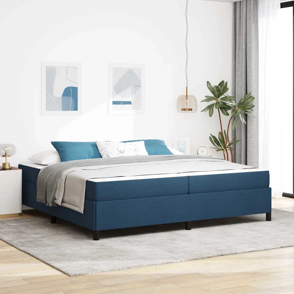 Letto a molle con materasso Blu 200 x 200 cm Tessuto