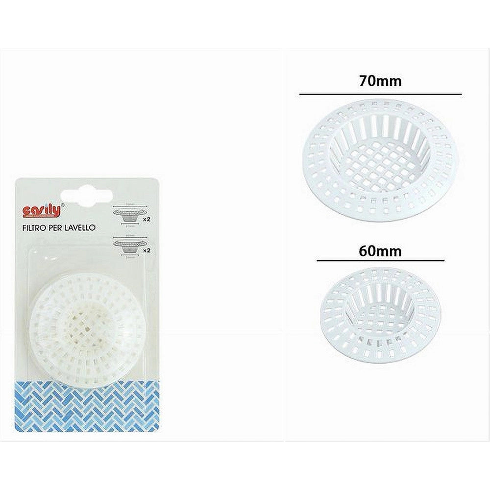 Trade Shop - Set 2pz Filtro A Rete Raccogli Rifiuti Scarico Per Lavello Da 6/7cm Bianco 87629 -