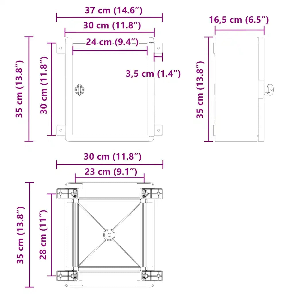 Armadio di Controllo Grigio 37 x 16,5 x 35 cm Plastica ABS 4106496
