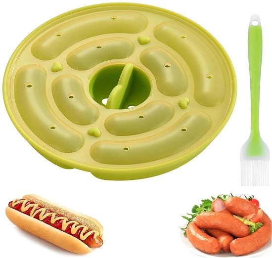 Forma per Hotdog con Copertura - Fornitura di Cottura in Silicone per Hotdog - Forma Flessibile Antiforatura - Incluso Pennello per Pulizia in Silicone - Resistente al Calore e Duraturo.