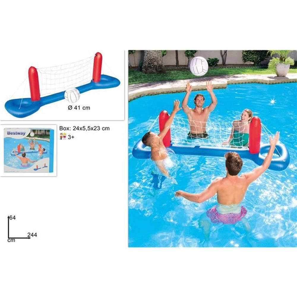 Trade Shop - Rete Pallavolo Gonfiabile Galleggiante Con Pallone 244 X 64 Cm Mare Piscina 52133 -