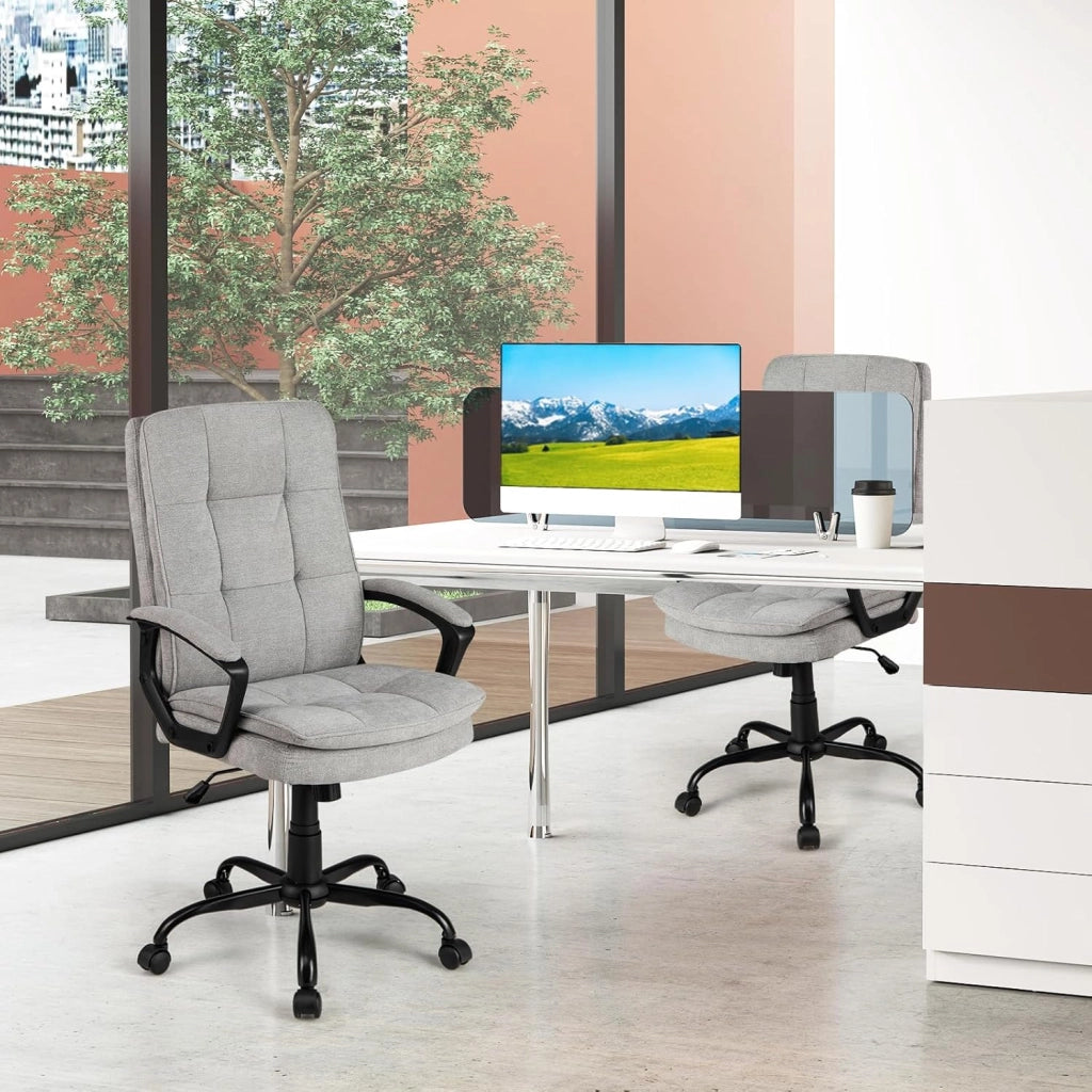 Sedia da Ufficio Ergonomica Regolabile in Altezza, Poltrona da Computer Traspirante con Ruote, Sedia da Scrivania Girevole, con Braccioli, per PC per Studio, Ufficio, Sala Giochi