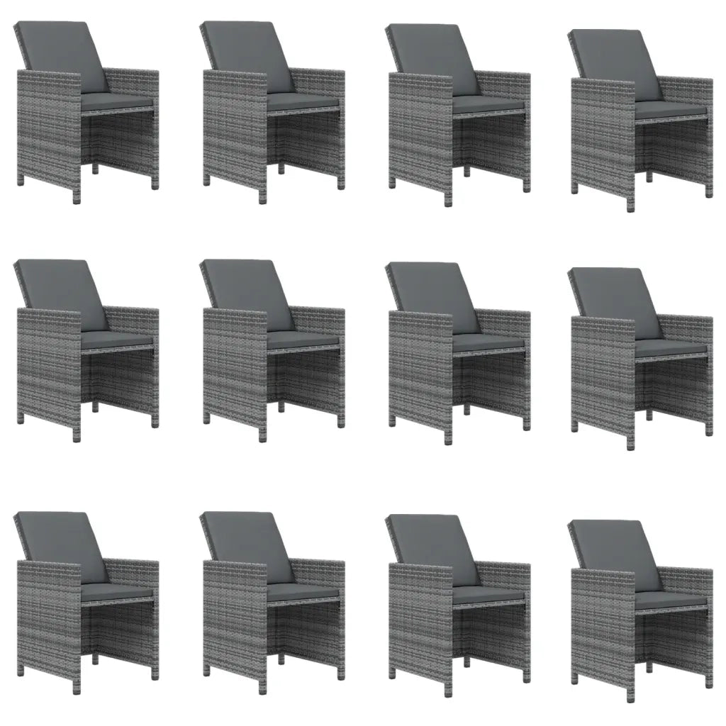 Set da Pranzo per Giardino 13 pz con Cuscini Polyrattan Grigio 3095617
