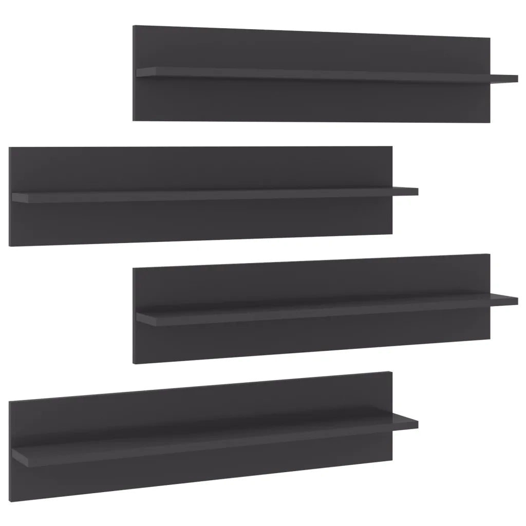 Mensole Parete 4pz Grigio Lucido 80x11,5x18cm Legno Multistrato 807350