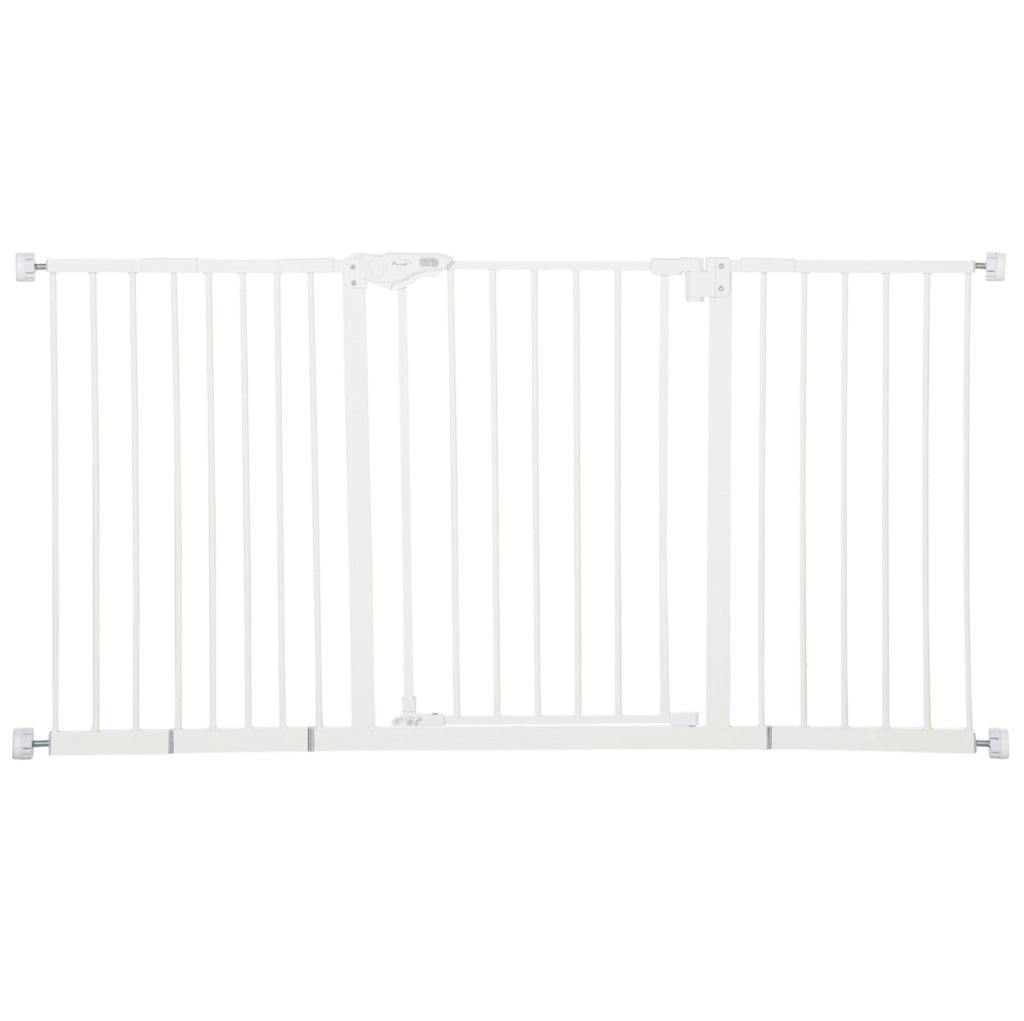 Cancelletto per cani 68x77 cm con chiusura automatica e doppia serratura; bianco