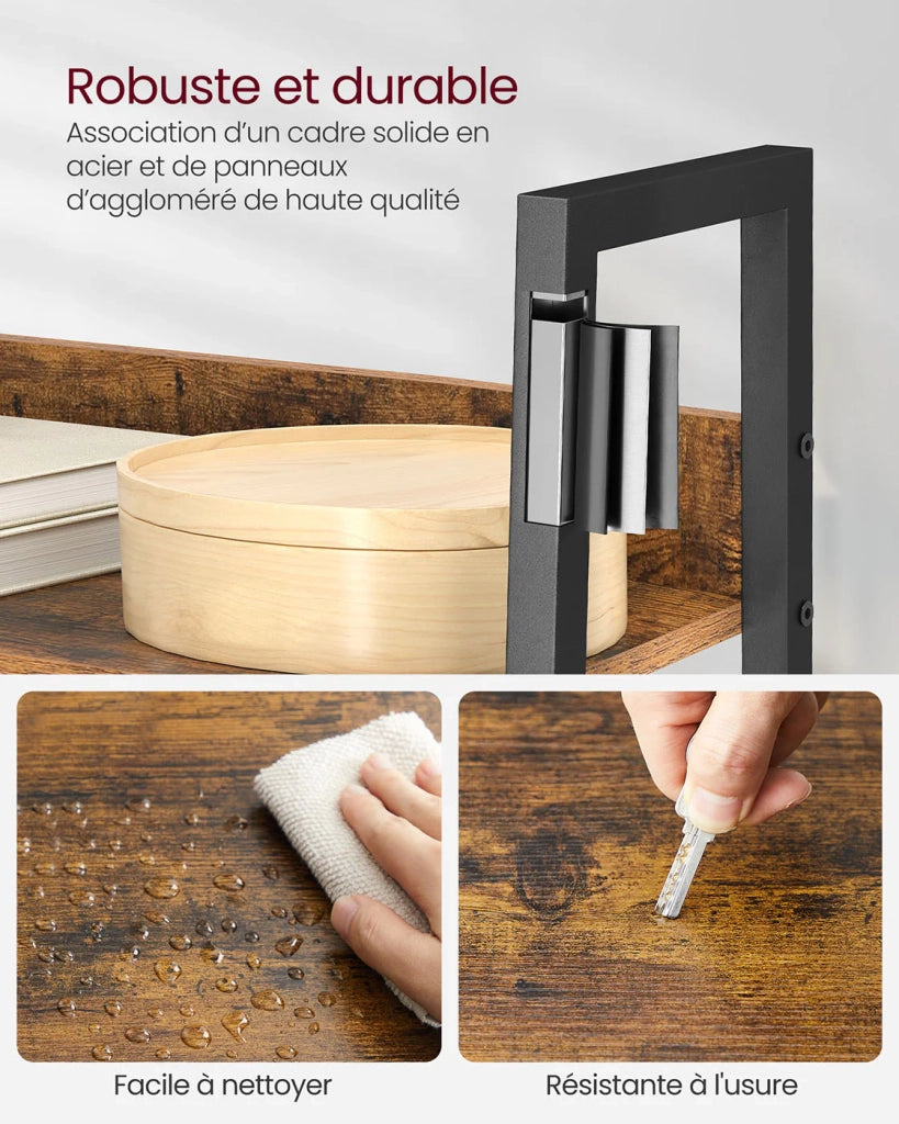 Libreria a 5 ripiani 30 x 60 x 170 cm mobile contenitore indipendente per soggiorno camera da letto cucina struttura in acciaio facile da montare stile industriale marrone rustico e nero 12_0005743