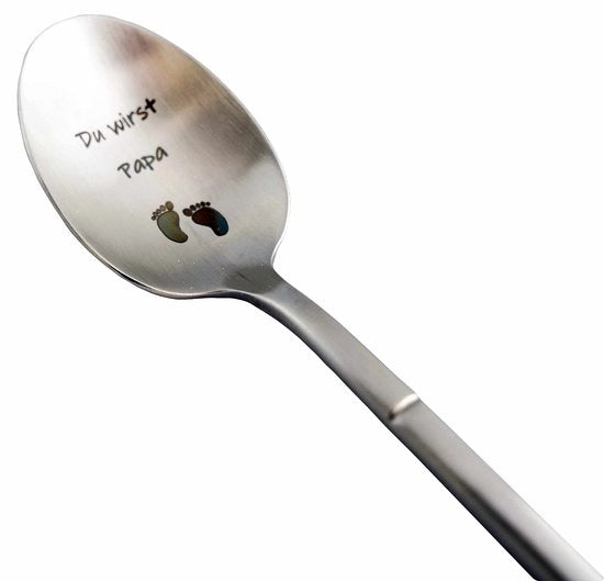 Annuncio di maternità per il tuo partner, regalo originale e personalizzato per il padre in arrivo, annunciata nascita in modo divertente e insolito, forchetta/dolce con scatola di regalo.