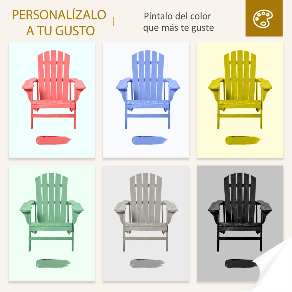 Sedia da giardino Adirondack ¨C zephmum ¨C Naturale 78x89x88 cm