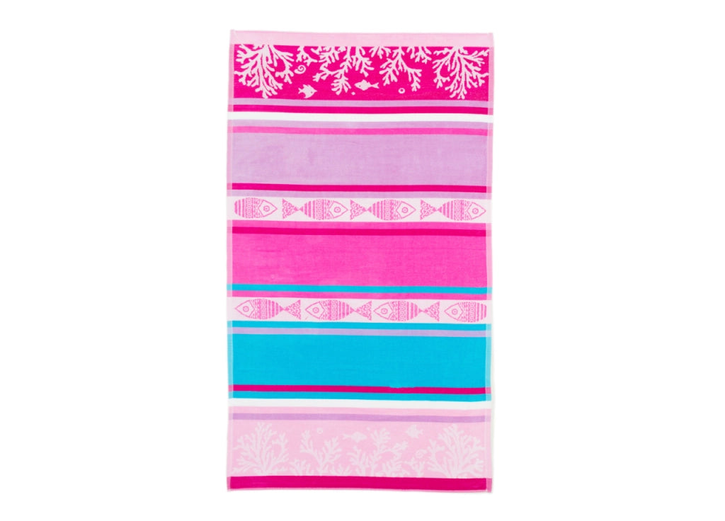 Telo Mare Jacquard Spugna Asciugamano Spiaggia Disegno Malta - Telo Mare - Rosso-Beige