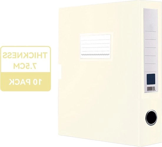 Cassetti per archiviazione da 10 pezzi con chiusura a nastri adesivi - Qualità premium - 75 mm di larghezza - Scatola archivio A4 - Bianco - Borsa scuola - Cassa documenti - Cassa attrezzi