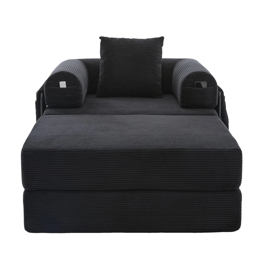Poltrona Relax con Poggiapiedi e Cuscino ¨C Xylo ¨C Tessuto a Coste, Braccioli, Struttura in Metallo