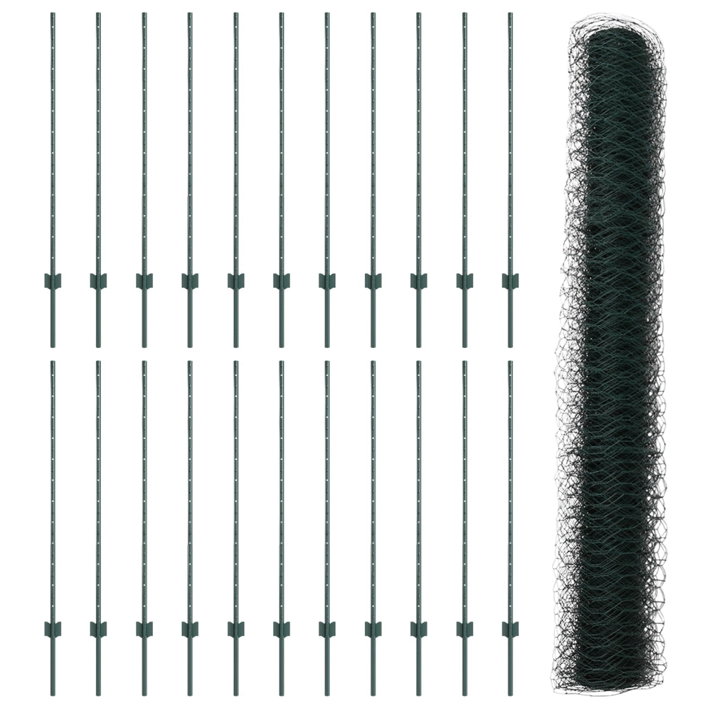 Pali per Recinzione  11 pz U-Channel Verde 120 cm Acciaio