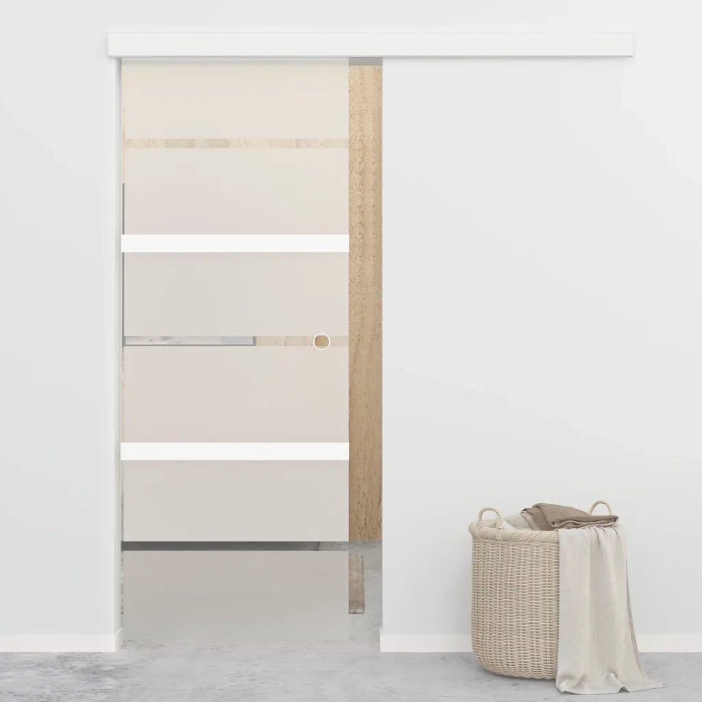 Porta Scorrevole in Vetro ESG e Alluminio 76x212 cm Argento 288058