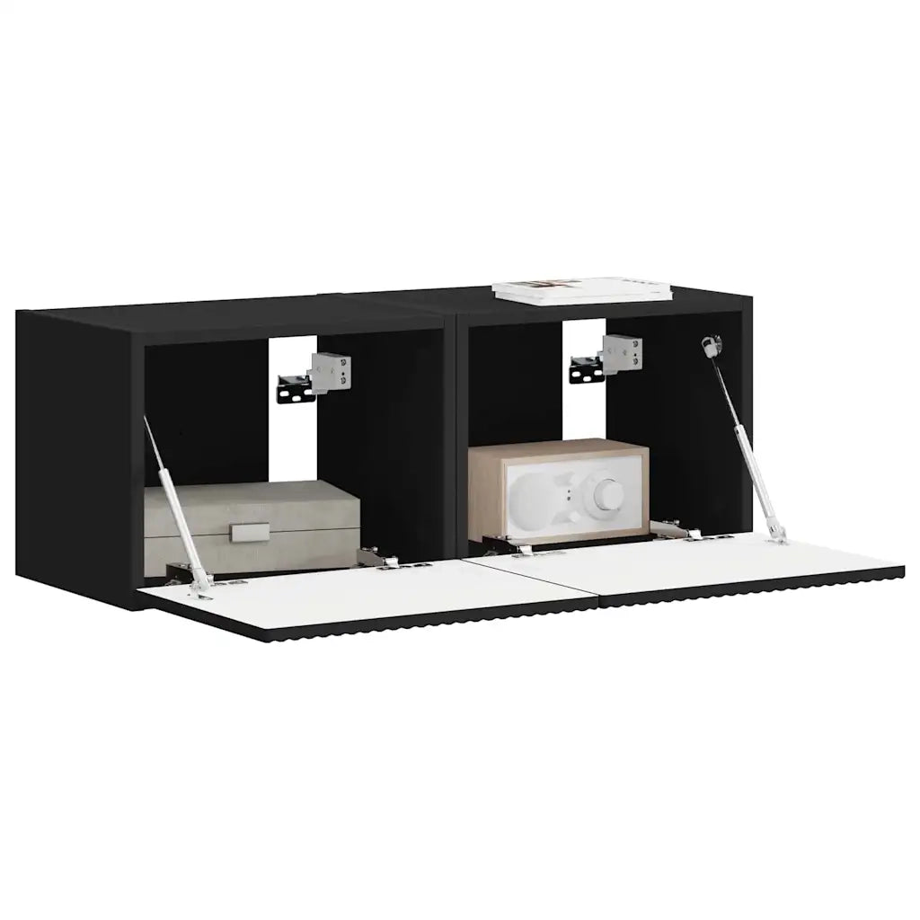 Mobile TV da parete 2 pz-Set di 2 Mobile TV a Muro-Credenza TV Nero 60 x 31 x 29.5 cm 273340