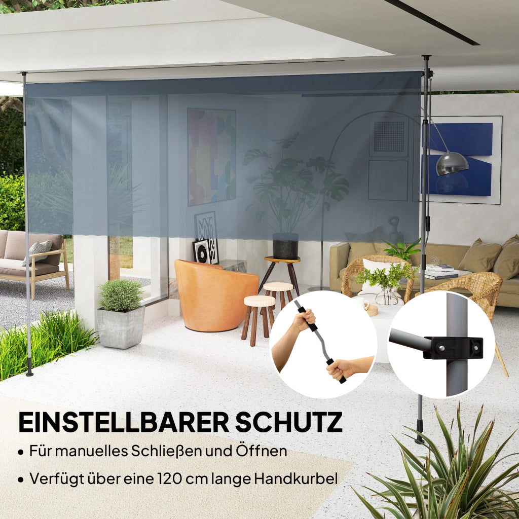 Tenda da sole a bracci pieghevoli con manovella ¨C zephmum ¨C Grigio scuro 350 cm