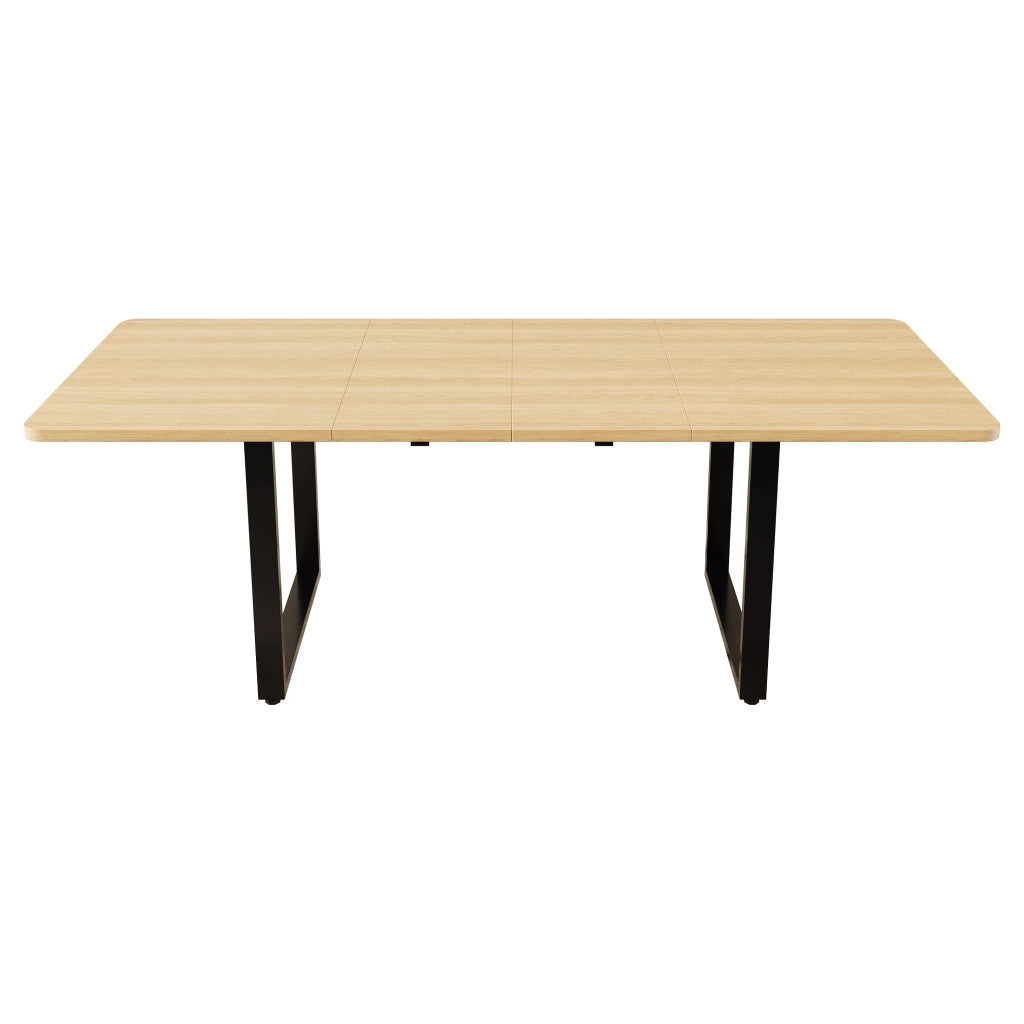 Tavolo allungabile a 3 livelli per 6-10 persone con struttura stabile in MDF finitura rovere per cucina e sala da pranzo